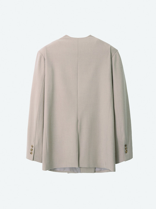 collarless jacket_sand beige