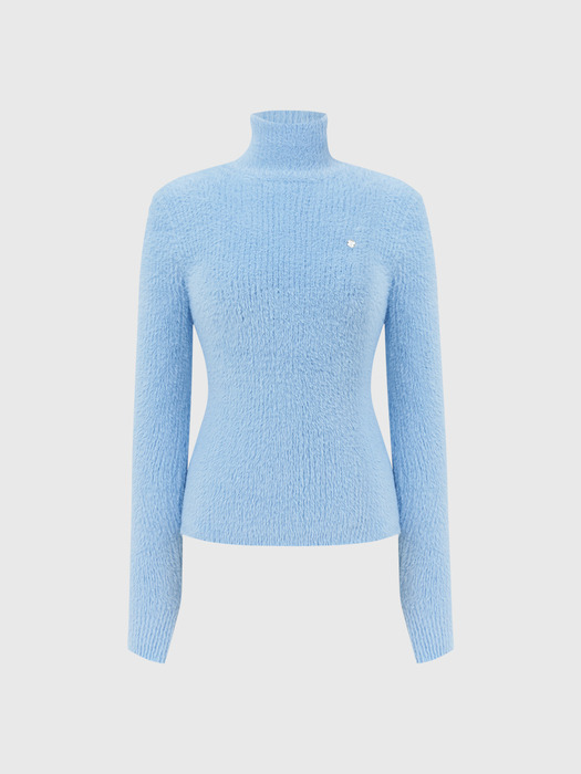 리지 슬릿 터틀넥 니트 탑_블루 / LIZY SLIT TURTLENECK KNIT TOP_BLUE