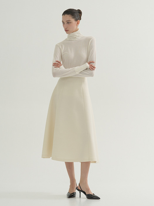 Mikado silk A-Line Skirt Ivory