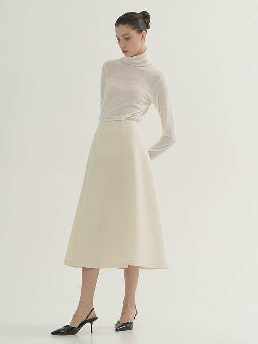 Mikado silk A-Line Skirt Ivory