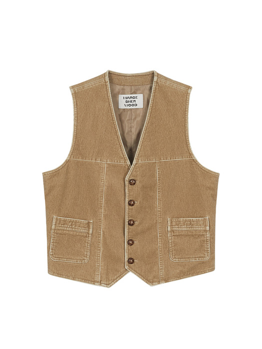 WASHED CORDUROY VEST_camel