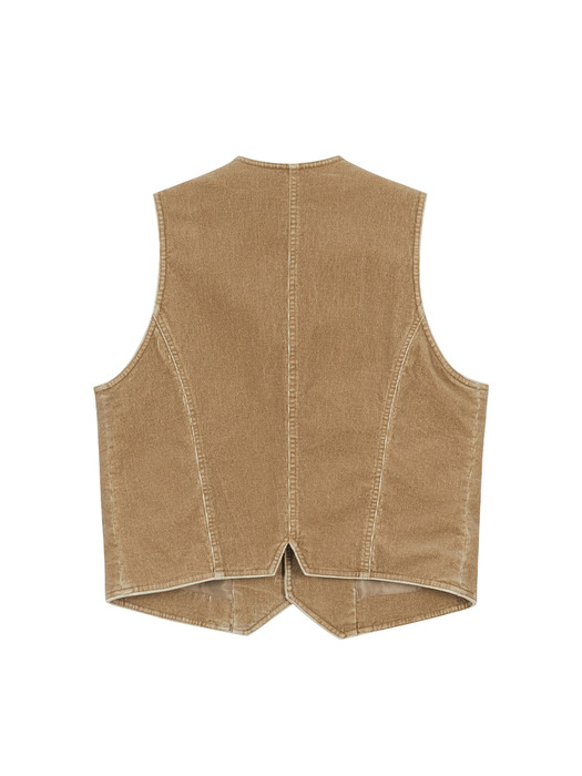 WASHED CORDUROY VEST_camel