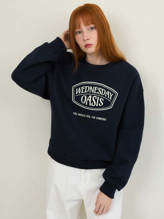 [단독][기모]Signature Fleece sweatshirt_Navy