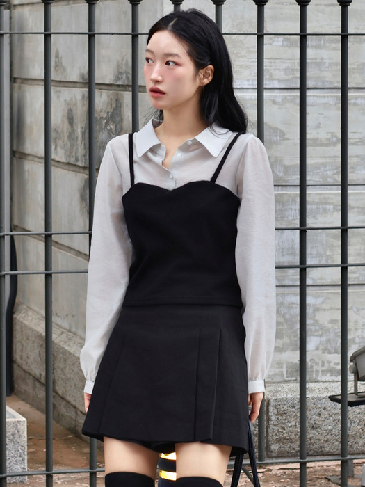 시스루 뷔스티에 블라우스 블랙 j1709