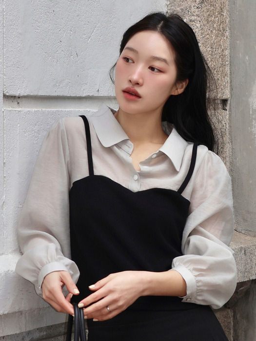 시스루 뷔스티에 블라우스 블랙 j1709