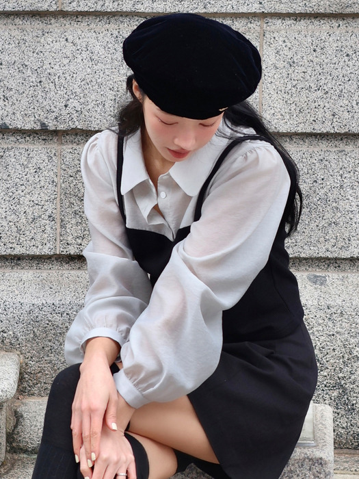 시스루 뷔스티에 블라우스 블랙 j1709