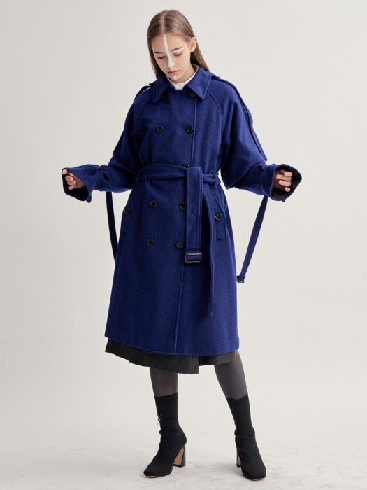 Cashmere Cape Sleeve Overfit Strap Trench Coat