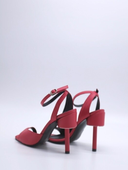 ASYMMETRY ANKLE STRAP 100 SANDALS IN RED LEATHER
