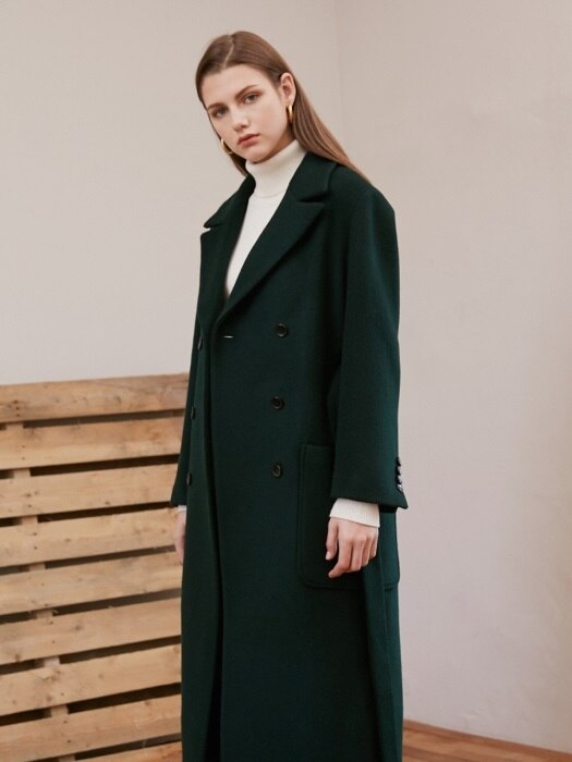 BELTED DOUBLE COAT_DEEP GREEN