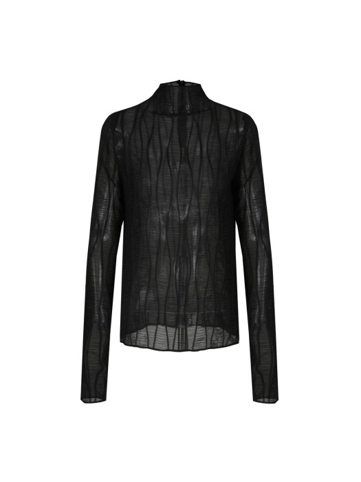 19SS RUCHED LONG SLEEVE TOP (BLACK)