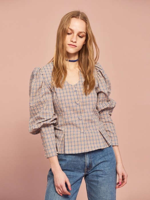 Puff Blouse in Check