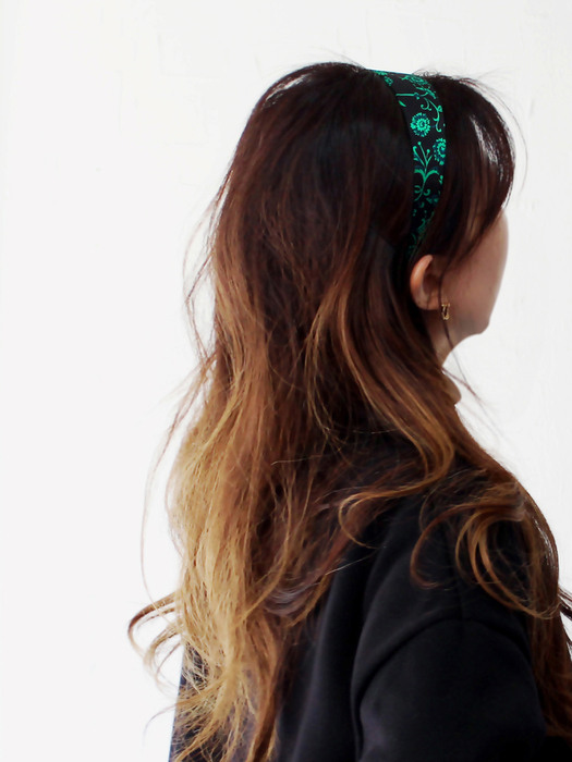 Chunky silk hairband_Green pattern