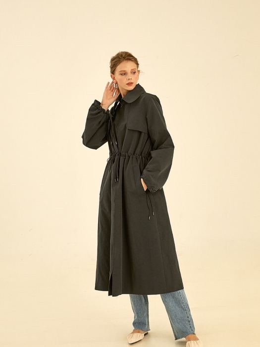 Latte string trench coat[navy]