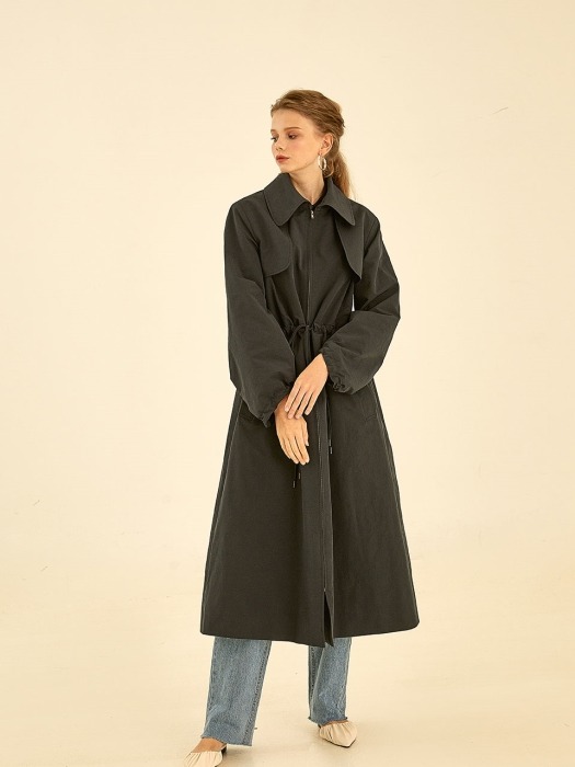 Latte string trench coat[navy]