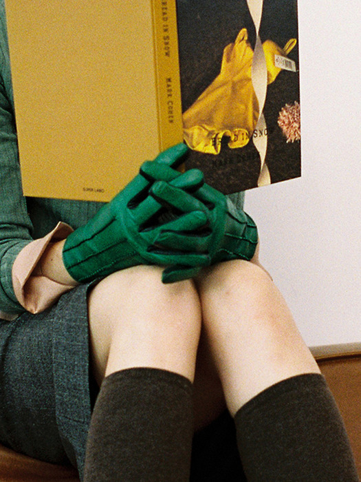 LEATHER GLOVES_FOREST GREEN
