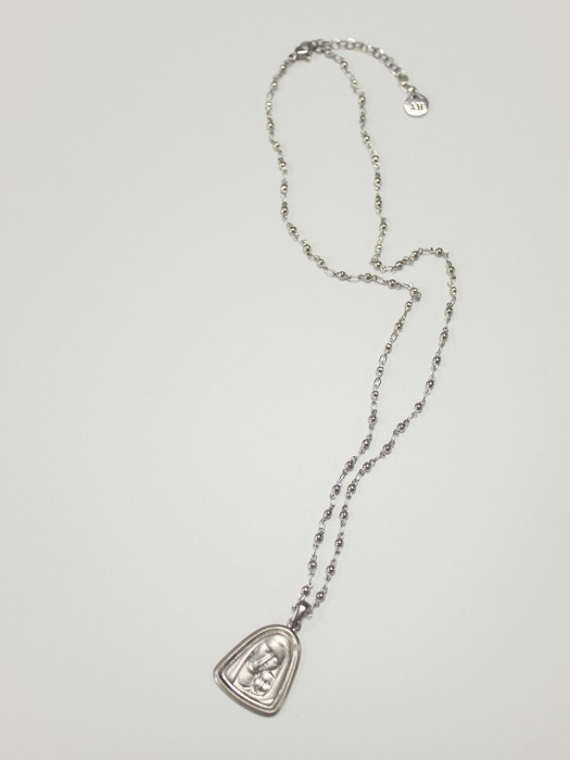 Mother ball chain necklace (Silver)