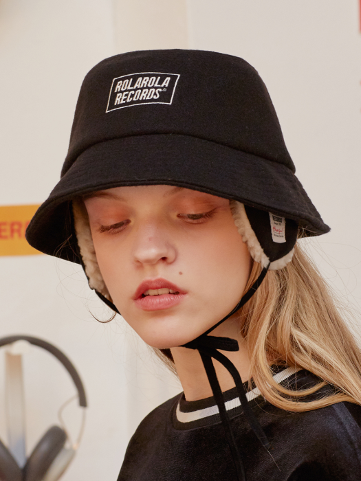 (CH-19703) EARMUFFS BUCKET HAT BLACK