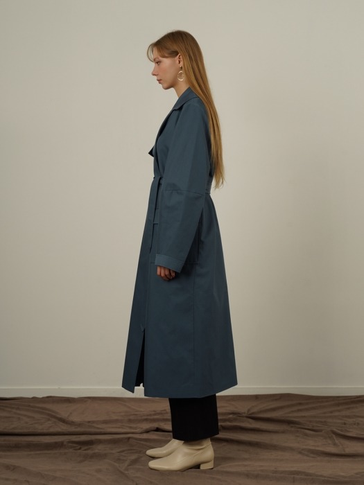 LS WIDE SLEEVE TRENCH COAT_BLUE