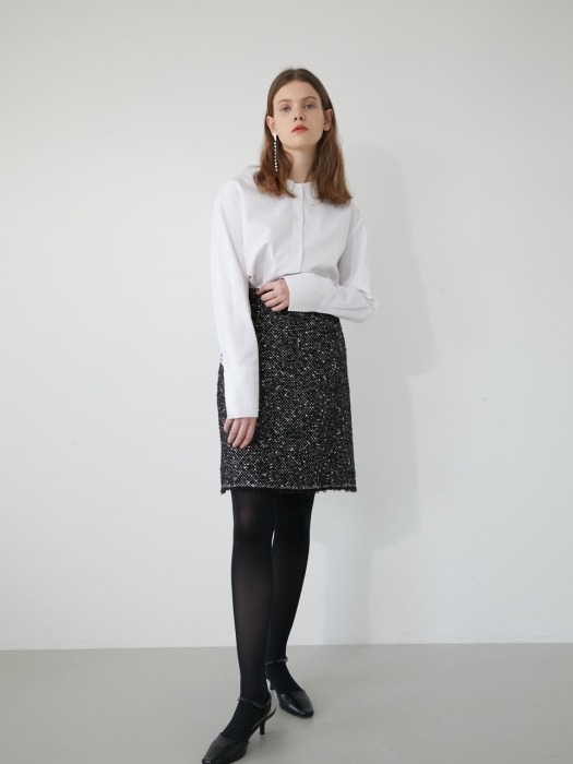 19 WINTER_BLACK HOMESPUN A-LINE SKIRT