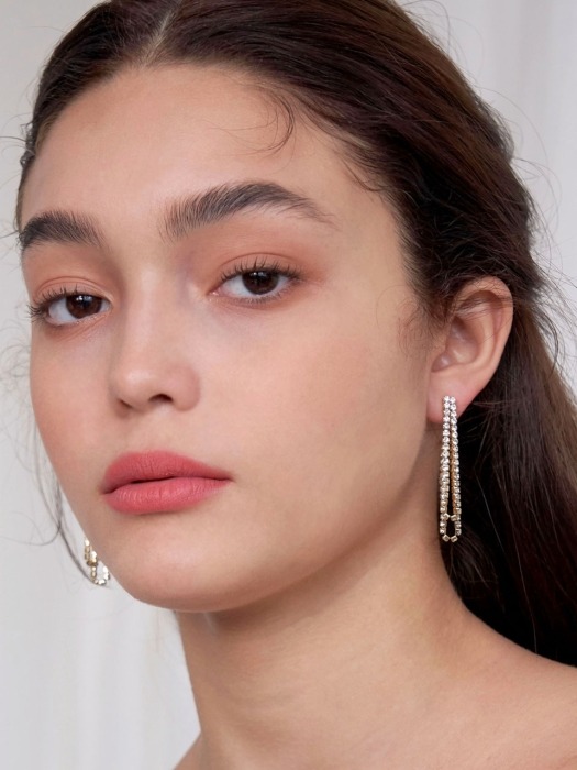 double cubic chain earring