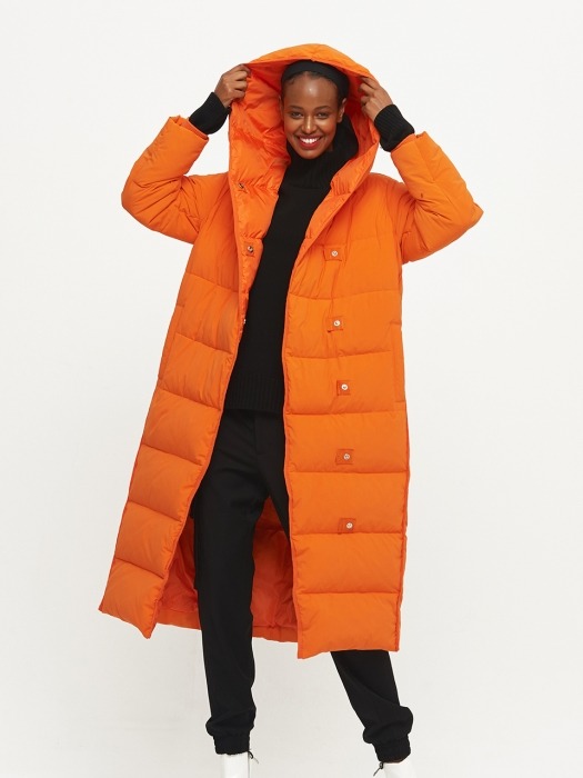 VIVID GOOSE DOWN LONG JACKET_ORANGE