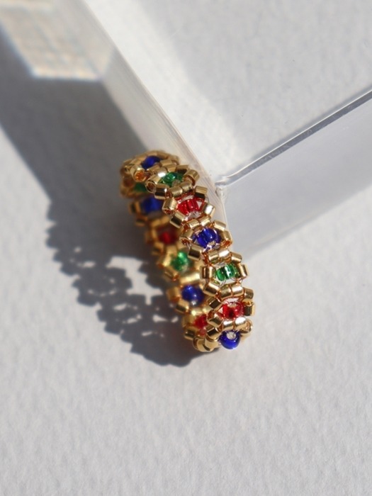 Gold daisy multi color beads Ring 멀티 컬러 비즈반지
