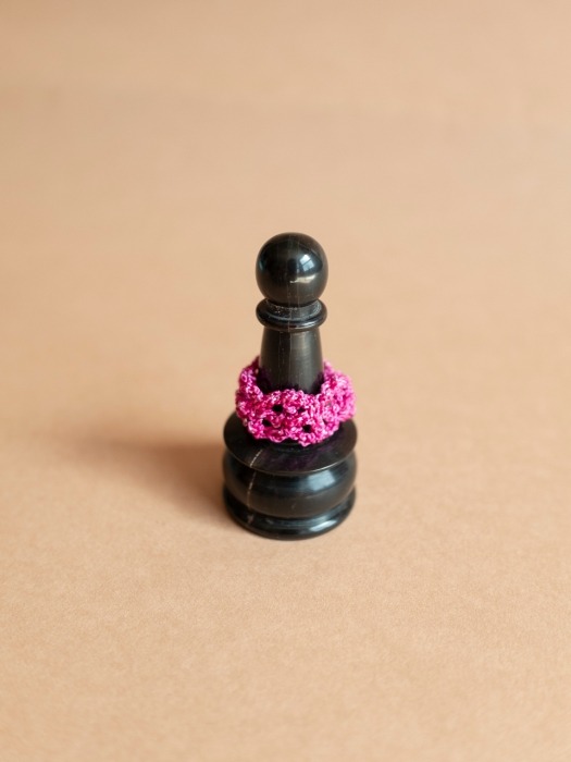 Metalic knit lace ring (pink)