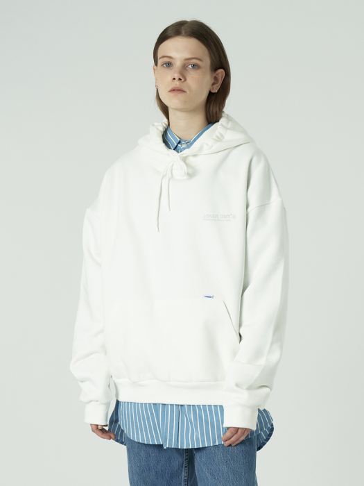 [L]Back under logo hoodie-white