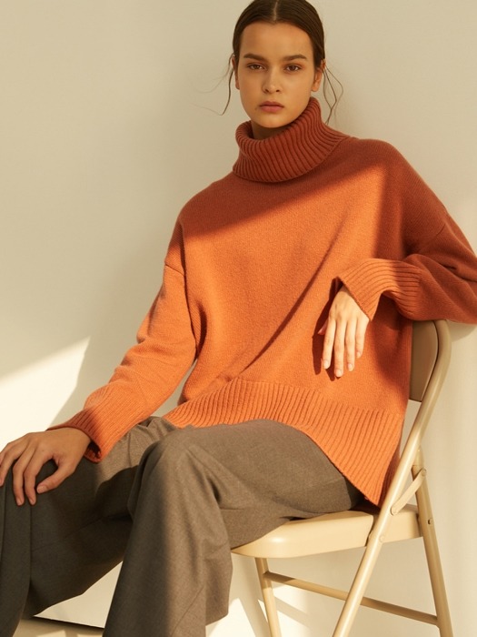 BROWN CASHMERE WOOL TURTLENECK KNIT (브라운 캐시미어 울 터틀넥 니트)