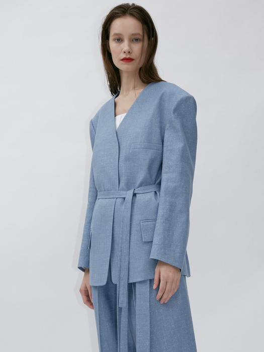 Jacket Collarless S Blue