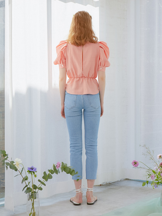 PUFF SLEEVES TIM BLOUSE_CORAL