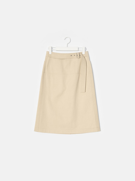 Belted A-Line Skirt - Camel (KE0227M01A)