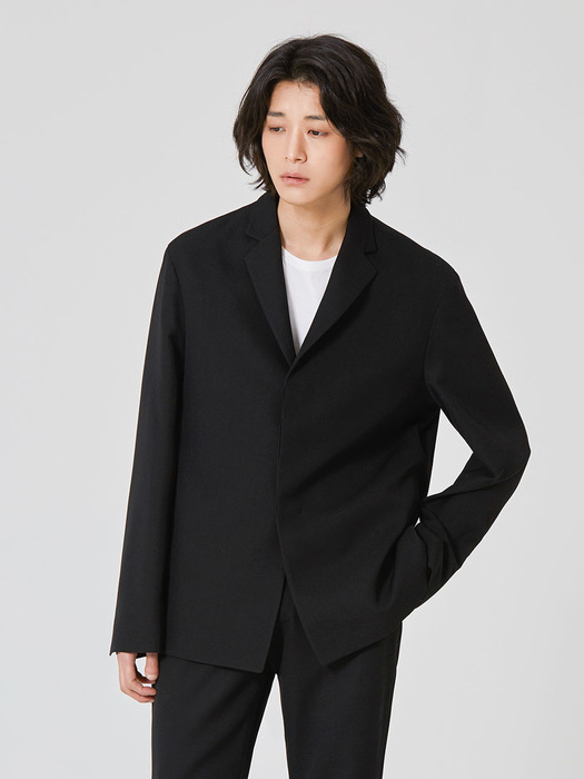 [UNISEX] ANDER Wool 3-Button Jacket_Black (Set-up)