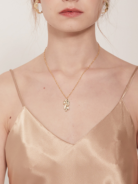 Bling Leaf Necklace - Gold, Silver