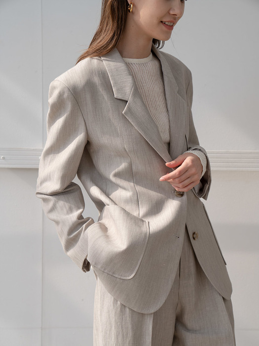 Basic patch pocket blazer in beige