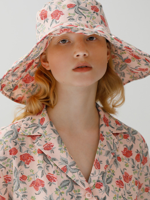 A FLORAL SHIRRING HAT [2 colors]