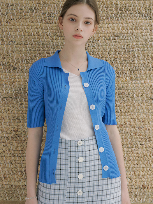 monts 1137 short-sleeve collar knit (blue) 