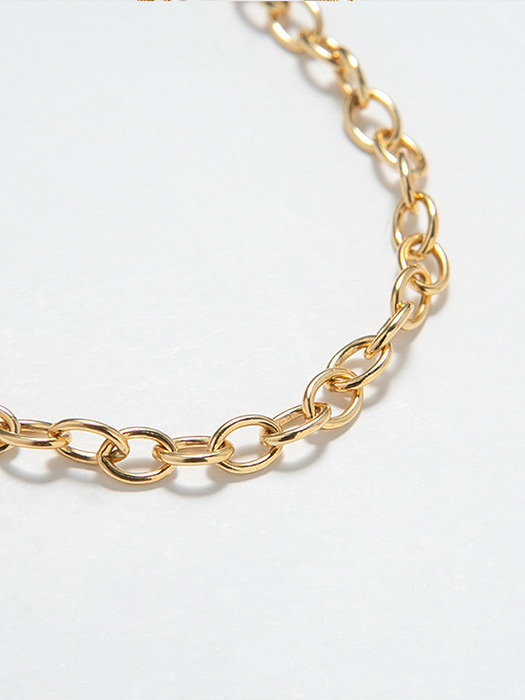 Smooth Oval Chain Necklace 5mm (14K 골드필드)
