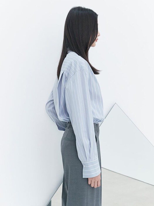 Unbalance Stripe Shirts - Grey (KE0860M062)