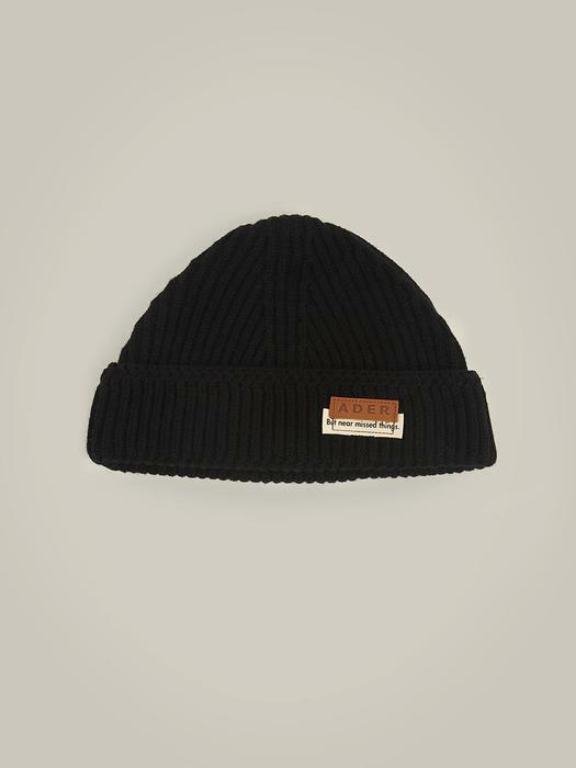 Layered label beanie Noir