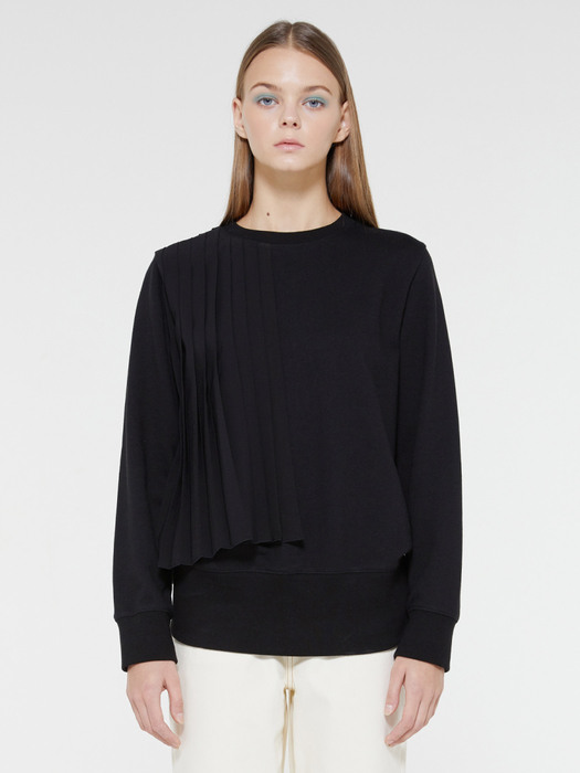 Pleated Panal Sweatshirt BLACK