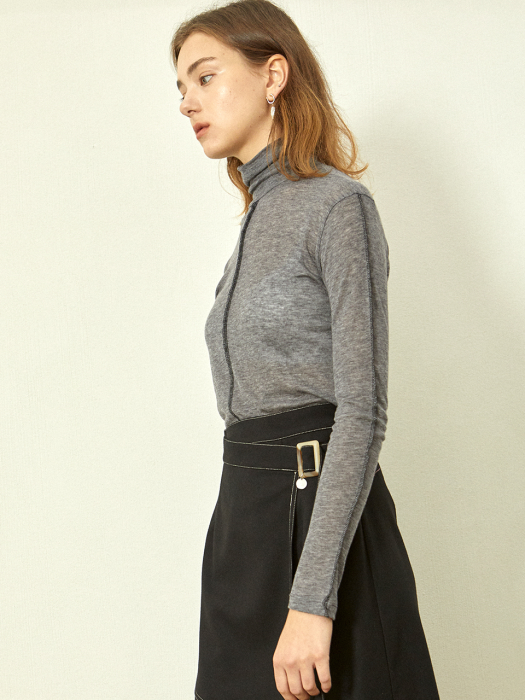SOFT WOOL TURTLE NECK-GY