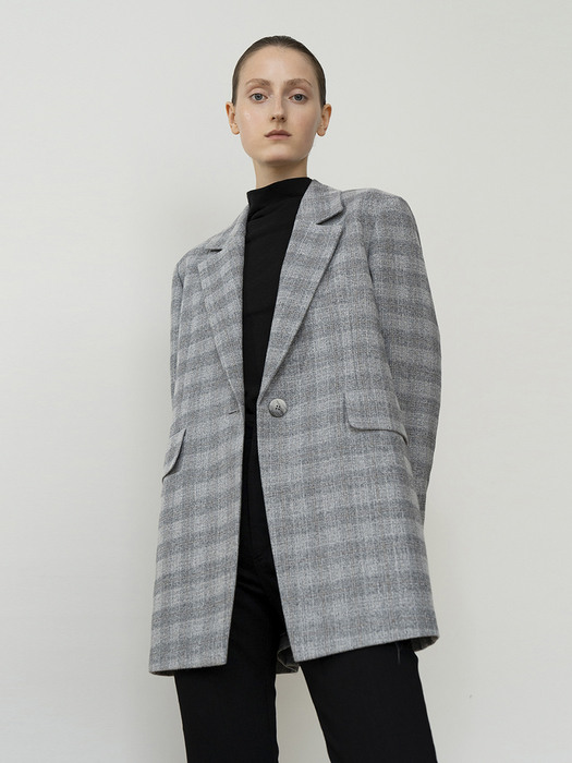 CHECKED REGULAR FIT SINGLE BREASTED JACKET