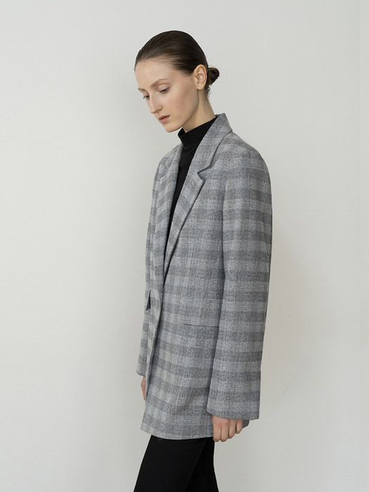 CHECKED REGULAR FIT SINGLE BREASTED JACKET