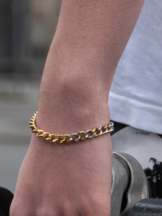 [써지컬스틸] BR12 Gold and silver mix chain bracelet
