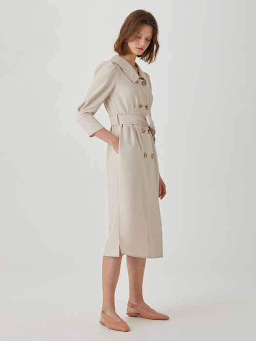 Double Button Belted Dress [IVORY] JYDR1B906I2