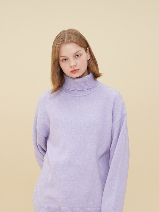 MELANGE TURTLE NECK SWEATER_PURPLE