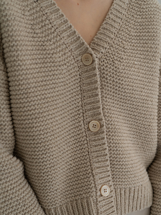 Knubby cotton cardigan (Beige)