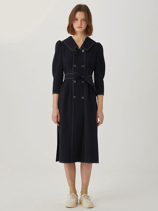 Double Button Belted Dress [DEEP NAVY] JYDR1B906N2