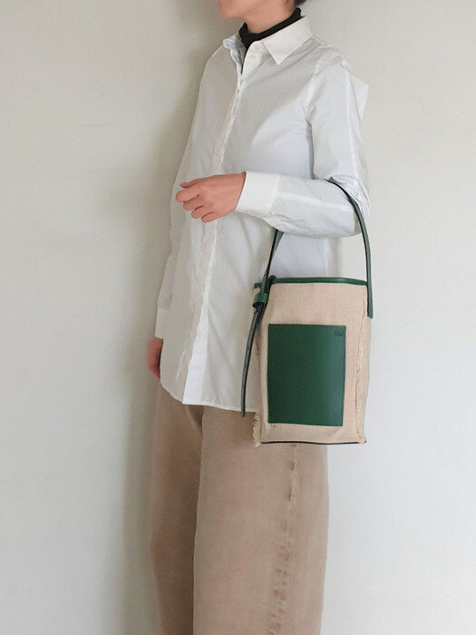 Daily Bucket Bag (Leather & Canvas)/Forest